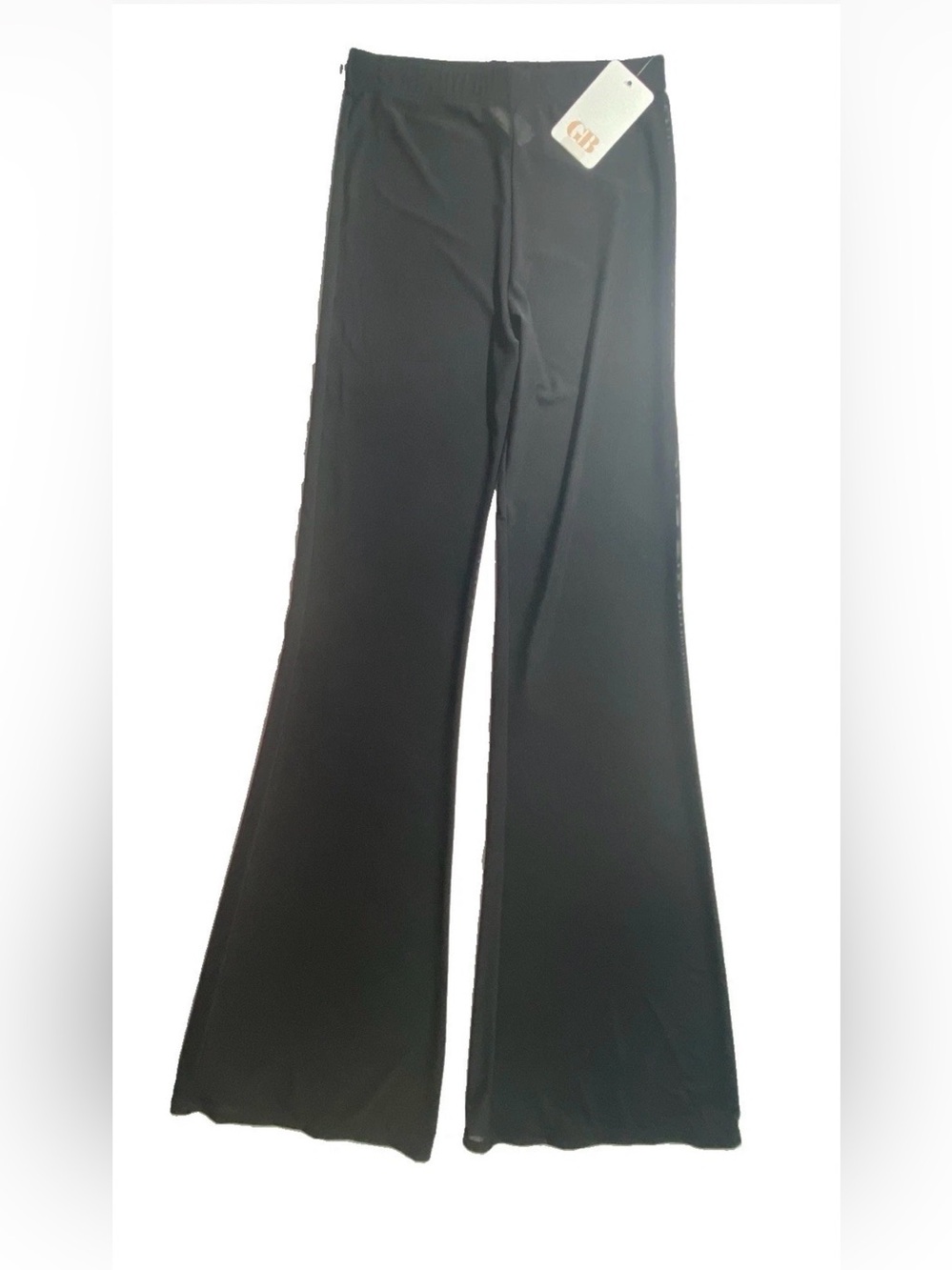 NEW Size XS Womens GB Gianni Bini Sheer See Through Wide Leg Pants Nylon Black